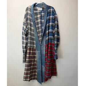 NWOT Greg Lauren Denim Studio Patchwork Plaid Kimono Coat Size S